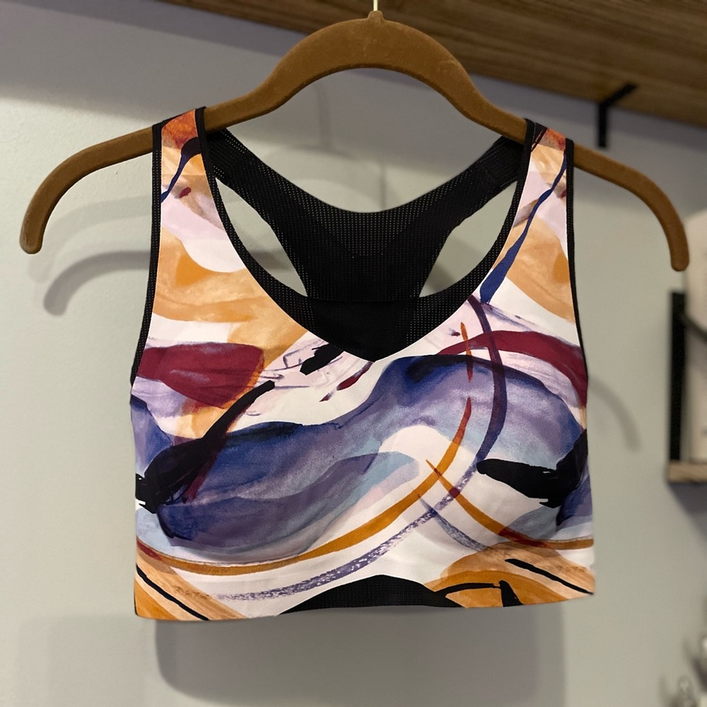 Make offer! Soma Multicolor Abstract Print Sports Bra - Black Mesh Trim Medium